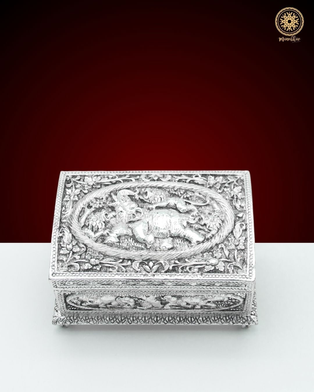 Luxurious Silver Plated Jewelry Box | Hand Carved Resin Box