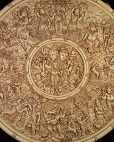 75 cm großes Ganesh Leela Wandbild | Handgefertigte Harzkunst