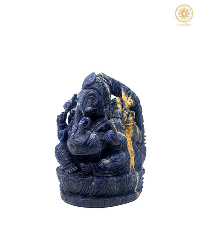 Sitzende Ganesha-Statue aus blauem Quarz für Weisheit und positive Energie