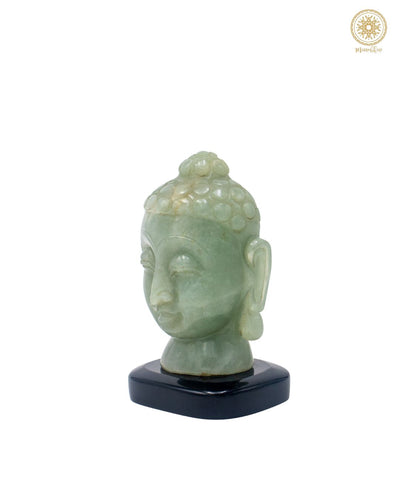 Handgeschnitzter grüner Aventurin Buddha Kopf | Kristallstatue für Ruhe & Glück