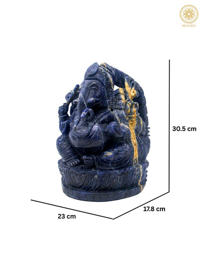Sitzende Ganesha-Statue aus blauem Quarz für Weisheit und positive Energie