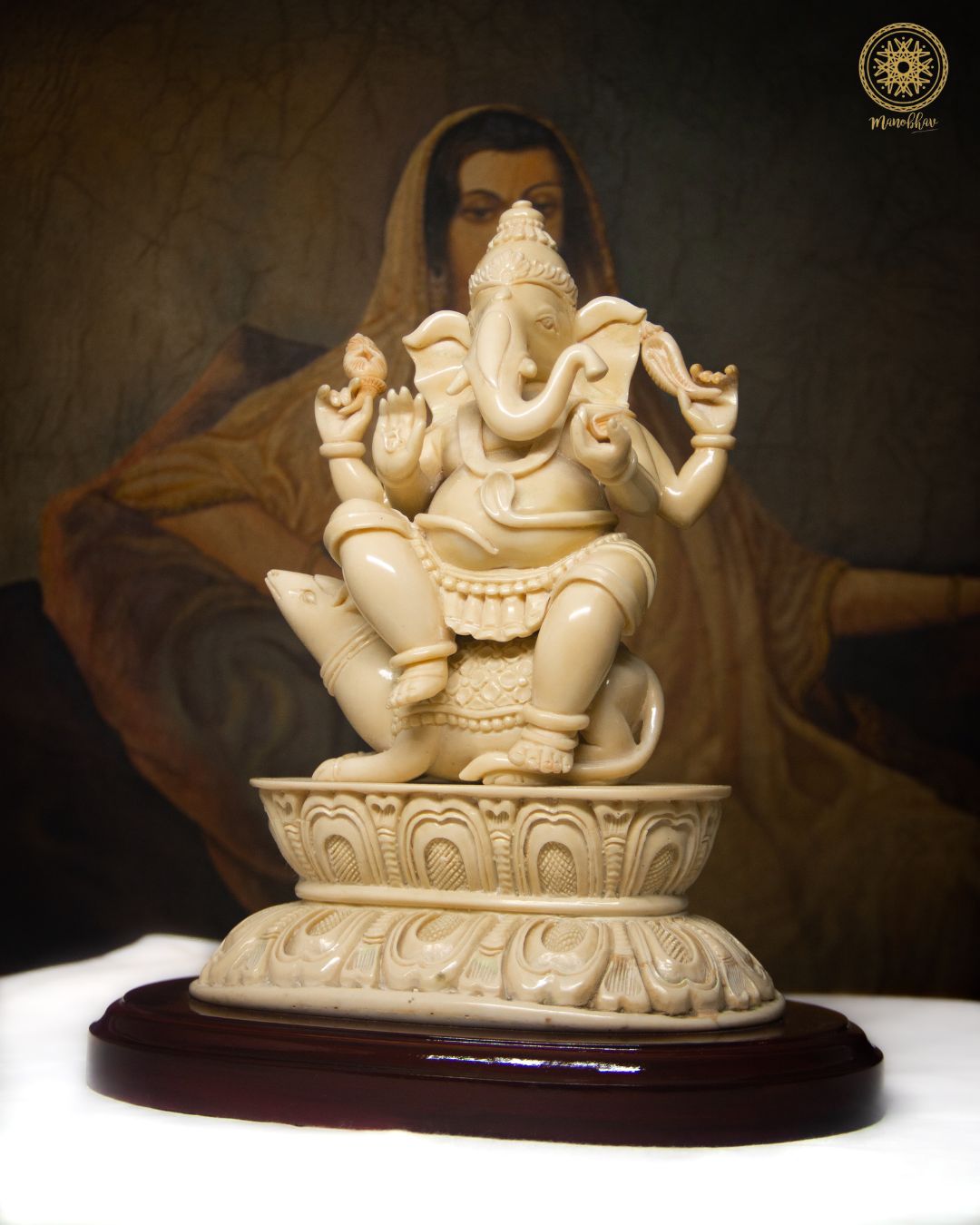 Marble Dust Ganesha Statue for Table Decor