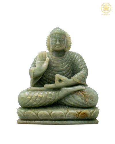Green Aventurine Buddha Statue in Vitarka Mudra for Wisdom and Peace