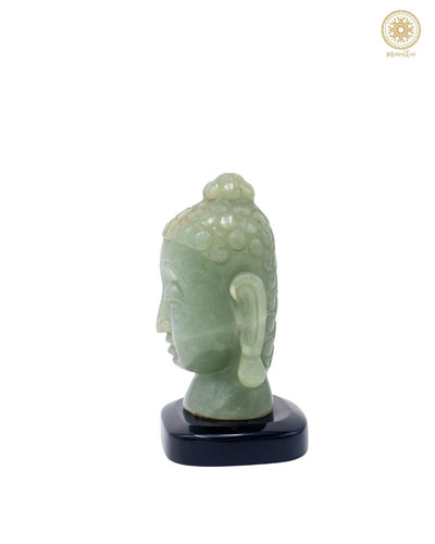 Handgeschnitzter grüner Aventurin Buddha Kopf | Kristallstatue für Ruhe & Glück