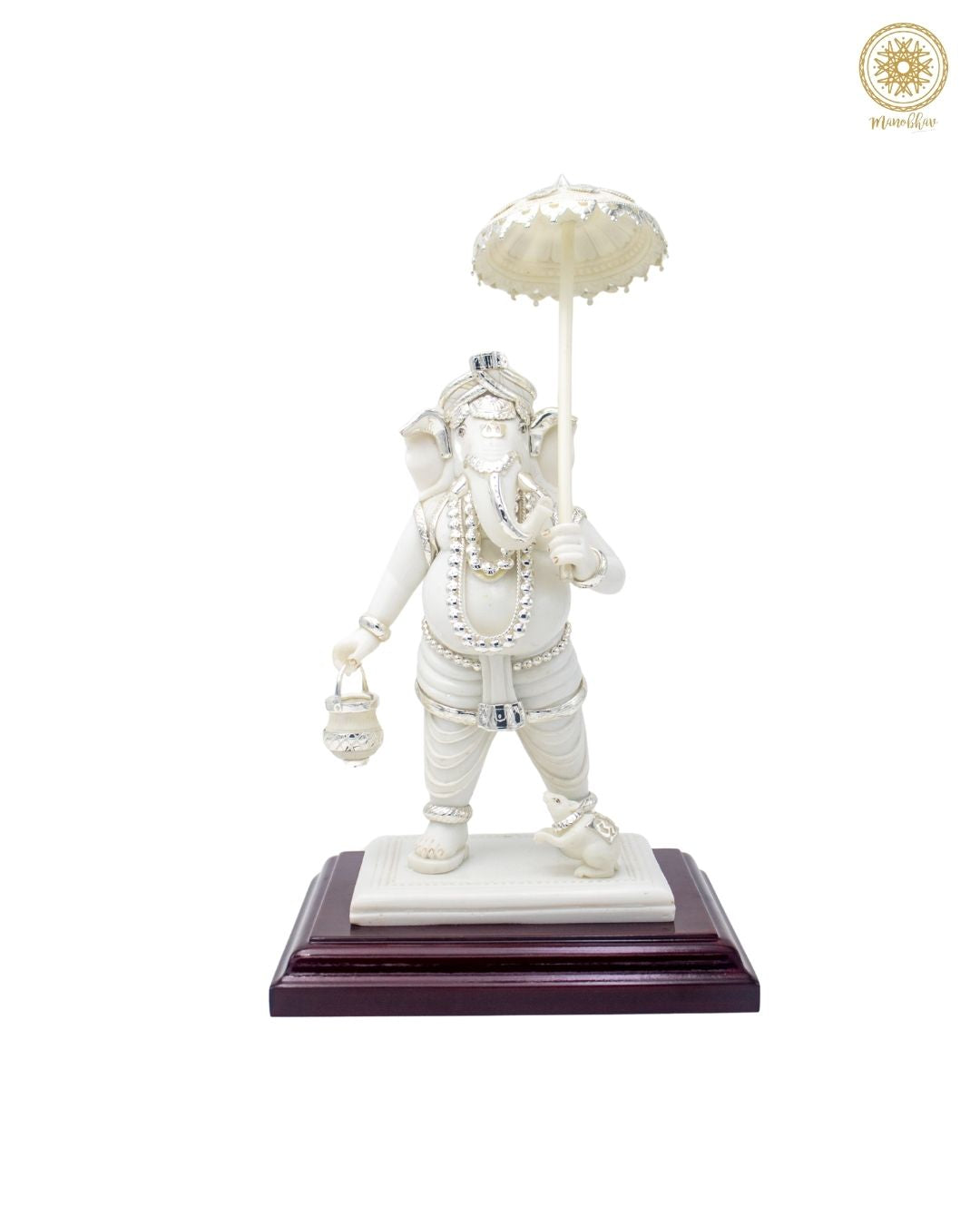Handcrafted Standing Lord Ganesha Idol with Umbrella