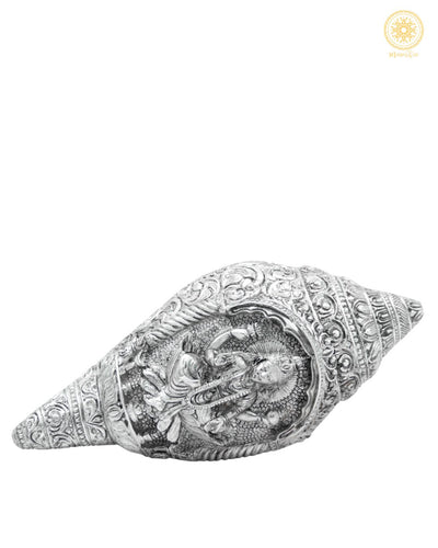 Handgefertigte versilberte Laxmi-Muschelschale | Shankh