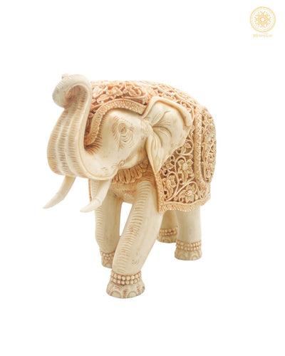 Hand-Carved Trunk-Up Resin Elephant Figurine for Home & Office Decor