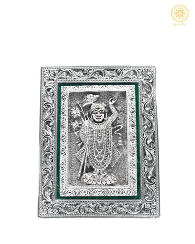 Hand carved Shreenath Ji Frame | Silver Plated Tabletop