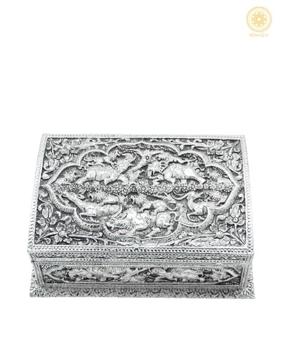 Luxurious Silver Coated Jewelry Box | Hand-Sculpted Resin Box