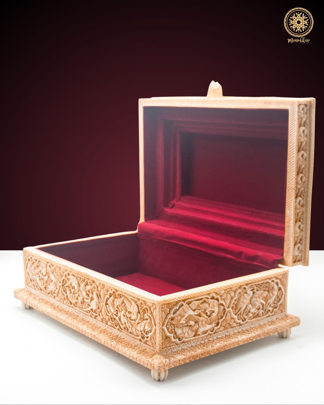 Hand Carved Jewelry Box with Birds Design | Antique Casket for Family Heirloom