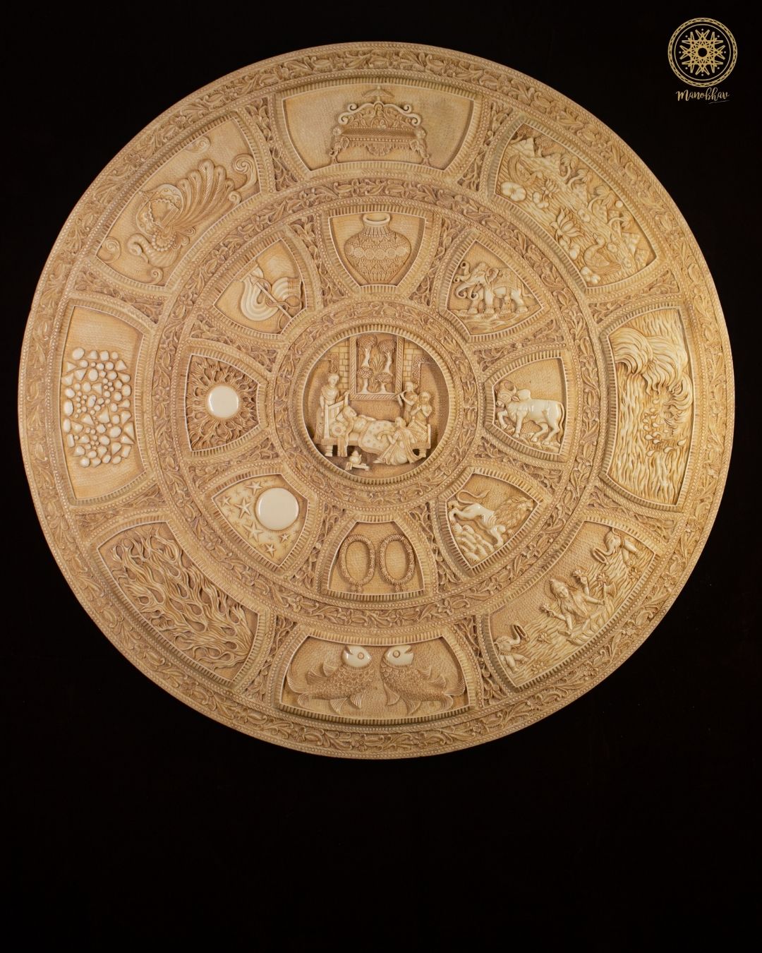 30" Large Trishla Mata 16 Sapne Resin Wall Hanging Frame
