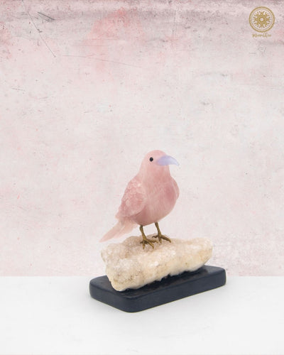 Rose Quartz Sparrow Figurine | Beautiful Bird Decor for Home & Office