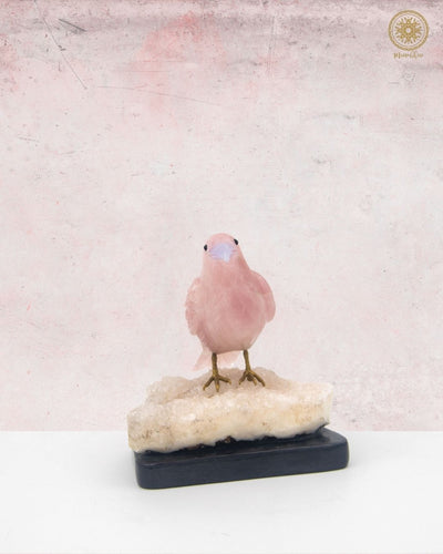 Rosenquarz-Spatzenfigur | Wunderschöne Vogel-Dekoration für Zuhause & Büro