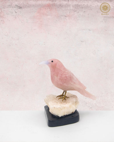Rosenquarz-Spatzenfigur | Wunderschöne Vogel-Dekoration für Zuhause & Büro