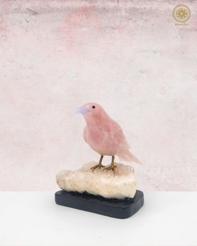 Rosenquarz-Spatzenfigur | Wunderschöne Vogel-Dekoration für Zuhause & Büro