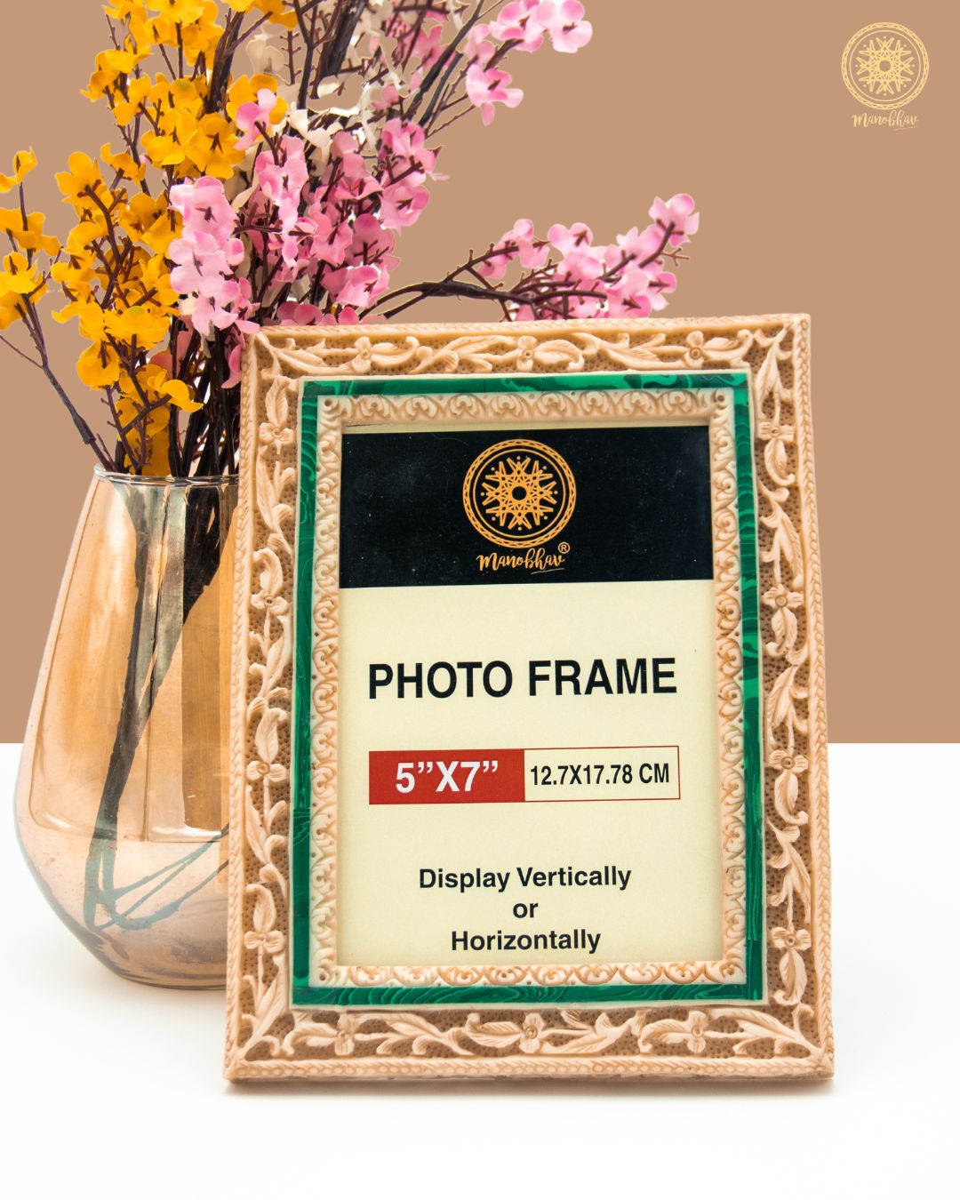 Hand Carved Resin Art Photo Frame Stand | French Ivory Picture Frame