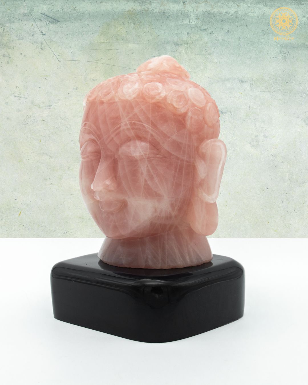 Natural Rose Quartz Buddha Head Statue | Handcrafted Gemstone Tabletop