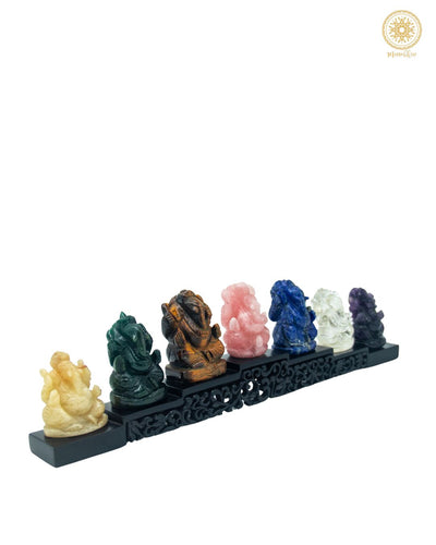 Handgeschnitztes Edelstein-Ganesha-Set | Edelstein-Idol