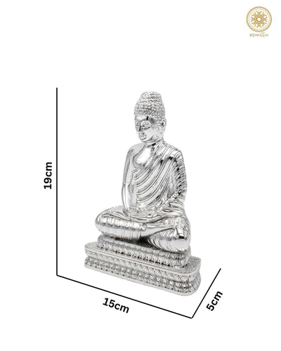 Handgeschnitzte Buddha-Statue | Versilberte Harzskulptur für die Heimdekoration