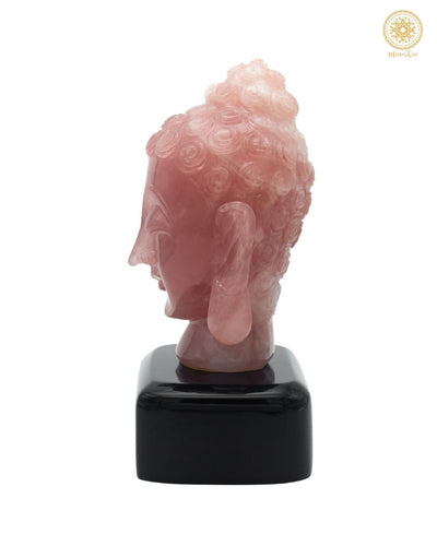 Buddha-Statue aus natürlichem Rosenquarz | Handgeschnitzte Edelstein-Tischplatte
