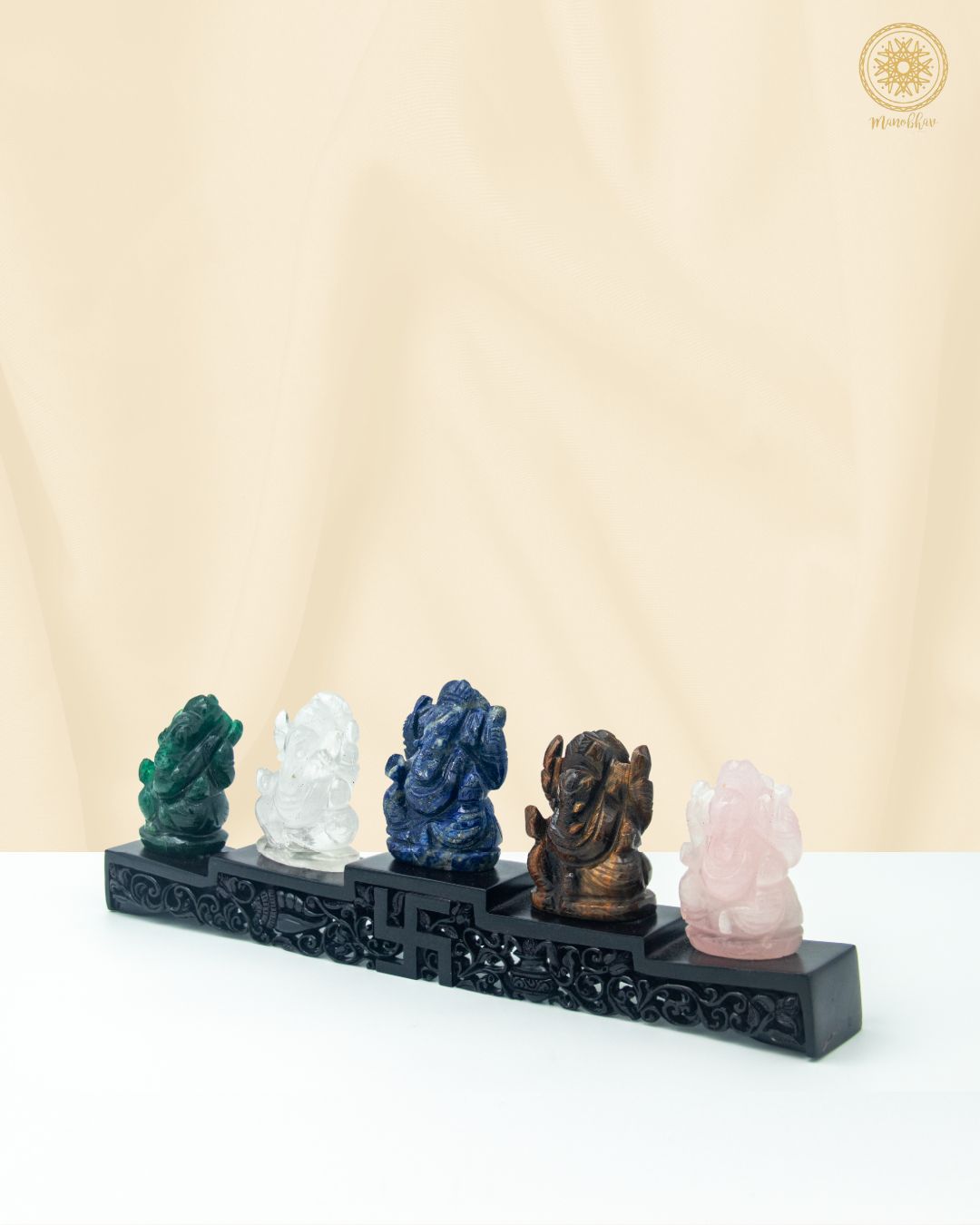 Handcarved Gemstone Ganesha Set | God Idol
