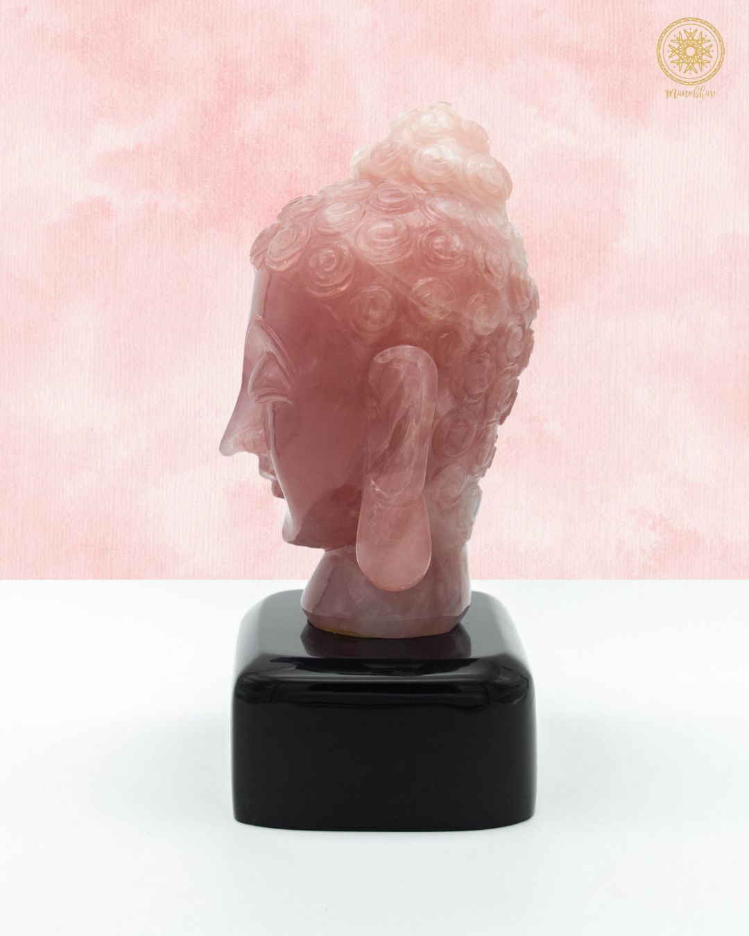 Natural Rose Quartz Buddha Statue | Hand Carved Gemstone Tabletop