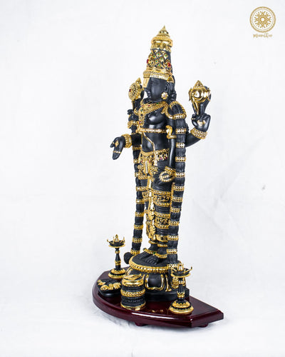Große Tirupati Balaji Statue mit Schmuck | Venkateshwara Idol für Heimtempel-Dekor