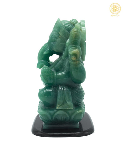 Handgefertigte Statue von Lord Ganesha aus grünem Aventurin | Edelsteinstatue