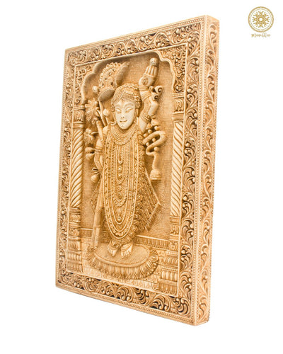 Handgefertigter Shreenath Ji-Rahmen zum Aufhängen an die Wand | Göttliche Wohndekoration für Pooja-Raum und Büro
