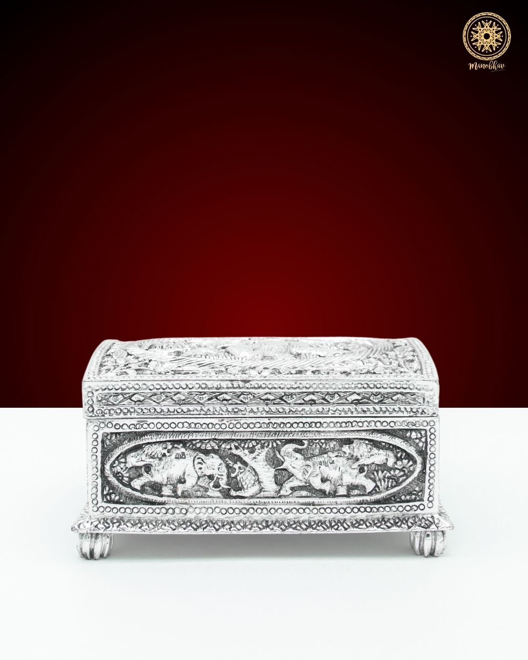 Luxurious Silver Plated Jewelry Box | Hand Carved Resin Box