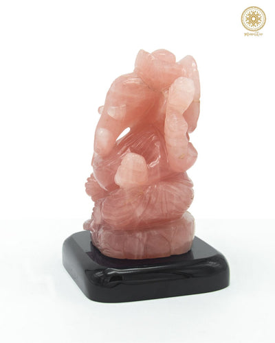 Ganesha-Statue aus natürlichem Rosenquarz | handgeschnitzter Edelstein