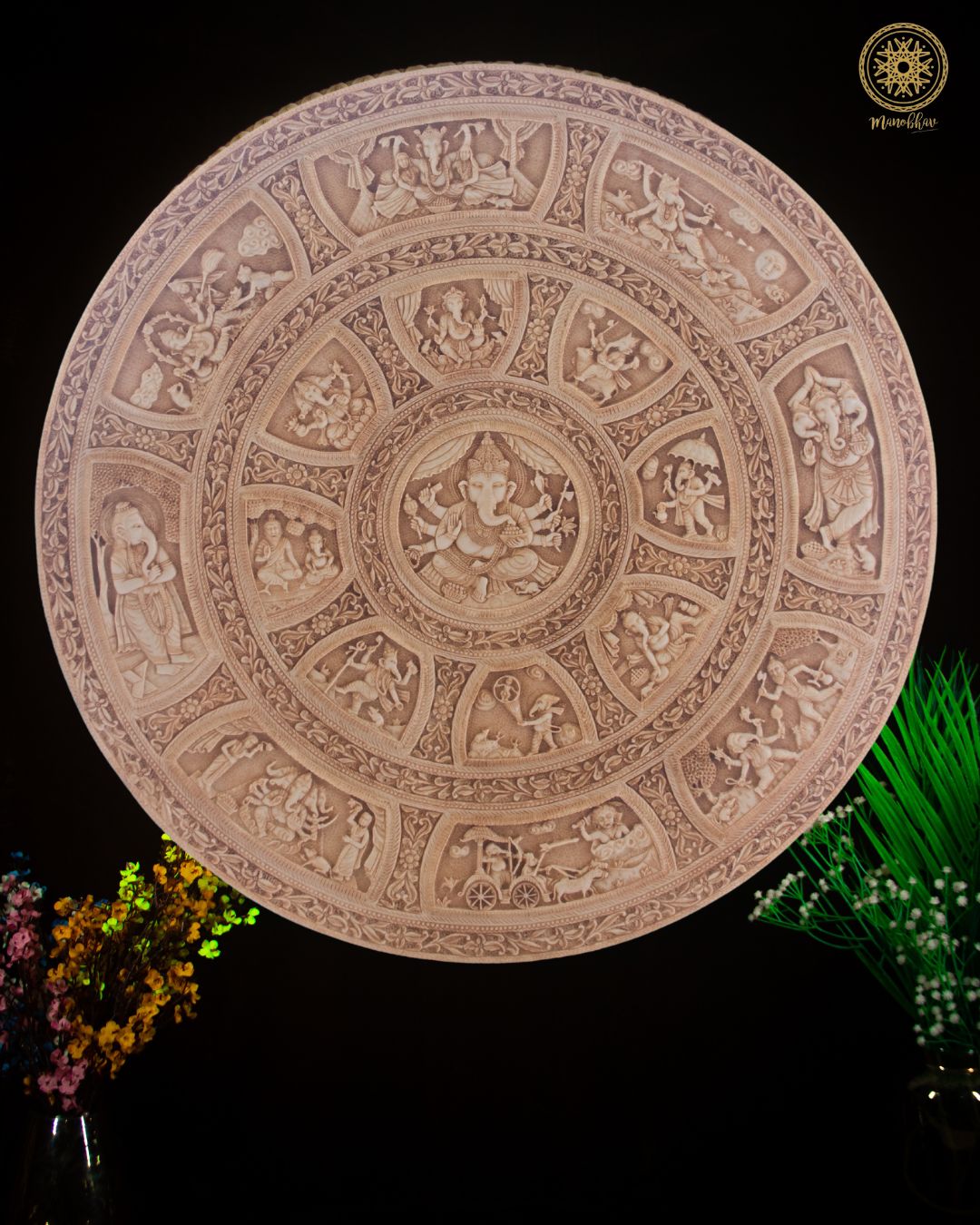 Forms of Ganesha Resin Wall Hanging | Hand Carved Frame