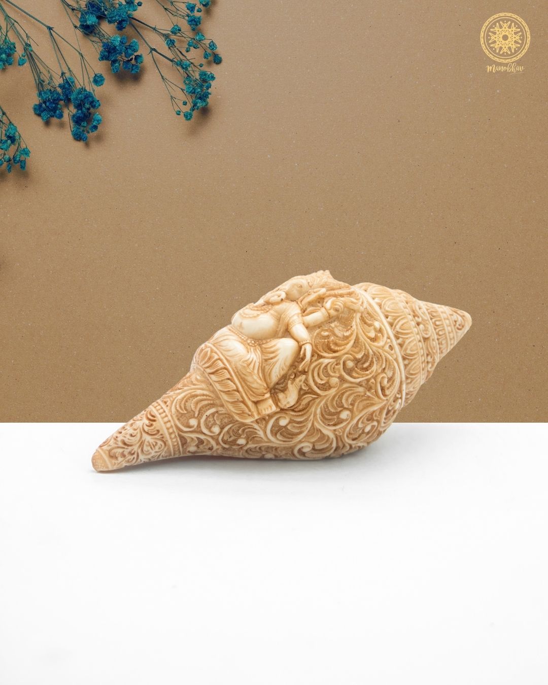 Handcrafted Resin Ganesha Conch Shell | Shankh