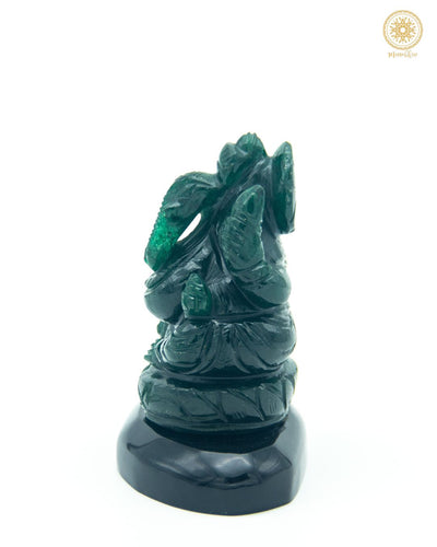 Handgeschnitzte Statue von Lord Ganesha aus grünem Aventurin | Dekorative Skulptur