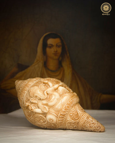 Handgefertigte Harz-Ganesha-Muschel | Shankh