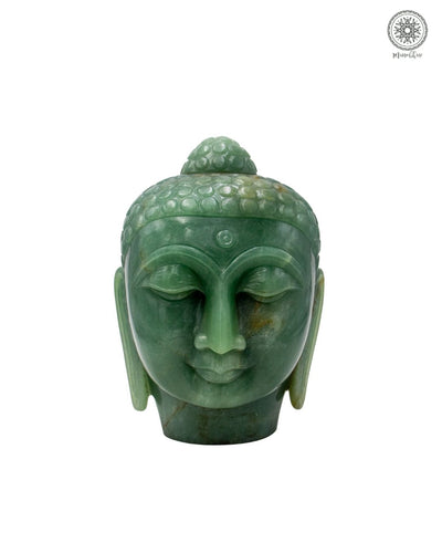 Green Aventurine Buddha Head Statue for Peace and Positive Energy