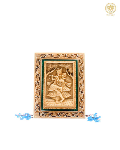 Radha Krishna Murti Wandkunst Hängerahmen für Puja und Wohnzimmerdekoration