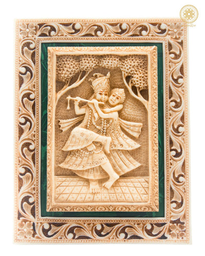 Radha Krishna Murti Wandkunst Hängerahmen für Puja und Wohnzimmerdekoration