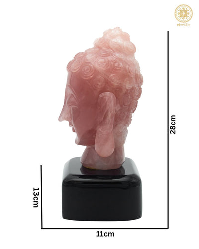 Buddha-Statue aus natürlichem Rosenquarz | Handgeschnitzte Edelstein-Tischplatte