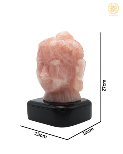 Buddhakopf-Statue aus natürlichem Rosenquarz | Handgefertigte Edelstein-Tischplatte