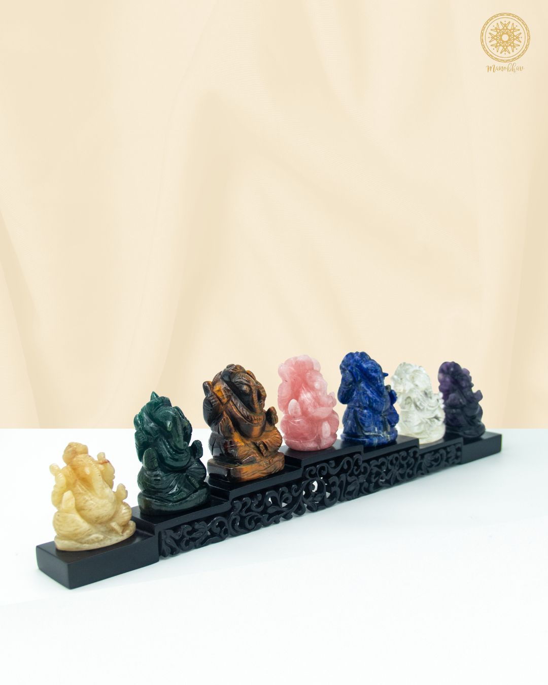 Handcarved Gemstone Ganesha Set | Gemstone Idol