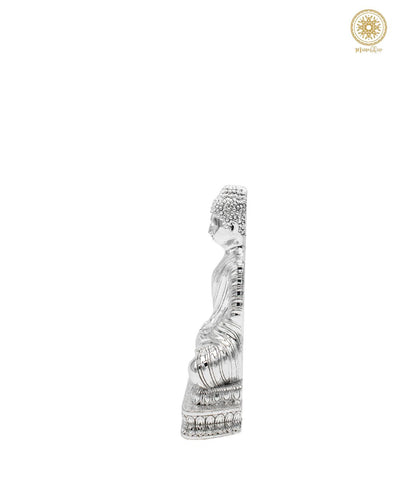 Handgeschnitzte Buddha-Statue | Versilberte Harzskulptur für die Heimdekoration