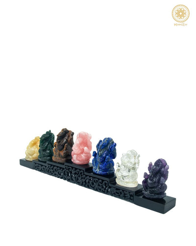 Handgeschnitztes Edelstein-Ganesha-Set | Edelstein-Idol