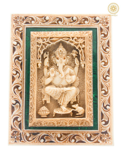 Handgeschnitzter Wandrahmen mit Lord Ganesha | Wanddekoration für Zuhause