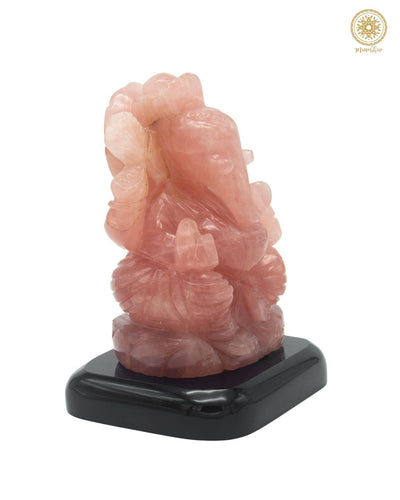 Ganesha-Statue aus natürlichem Rosenquarz | handgeschnitzter Edelstein
