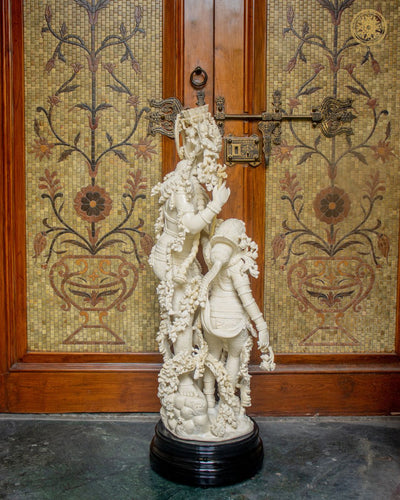 Handgefertigte Marmorstaub Radha Krishna Figur | Göttliche Statue für Heimdekoration & Puja