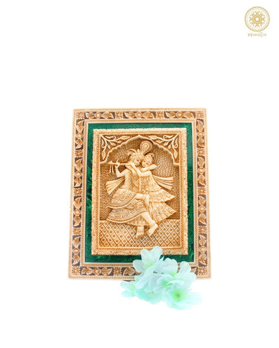 Handgeschnitzter Radha Krishna-Wandrahmen | Einzigartige Wandkunst für die Inneneinrichtung