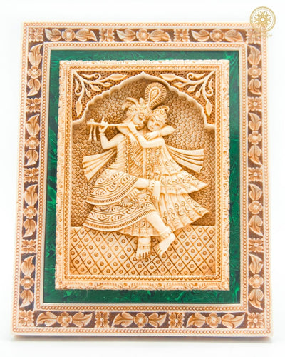 Handgeschnitzter Radha Krishna-Wandrahmen | Einzigartige Wandkunst für die Inneneinrichtung