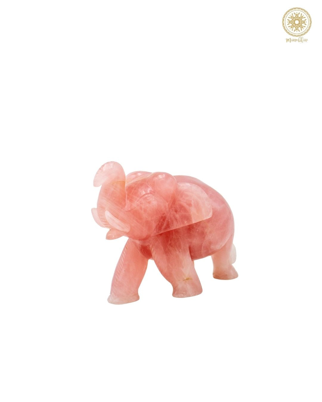 Natural Rose Quartz Elephant Statue | Handcrafted Gemstone Table Decor