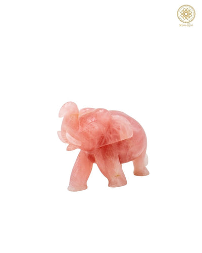 Natural Rose Quartz Elephant Statue | Handcrafted Gemstone Table Decor